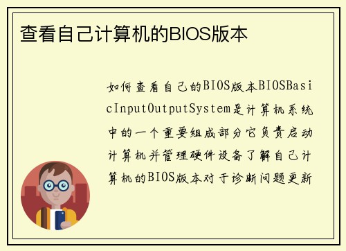 查看自己计算机的BIOS版本